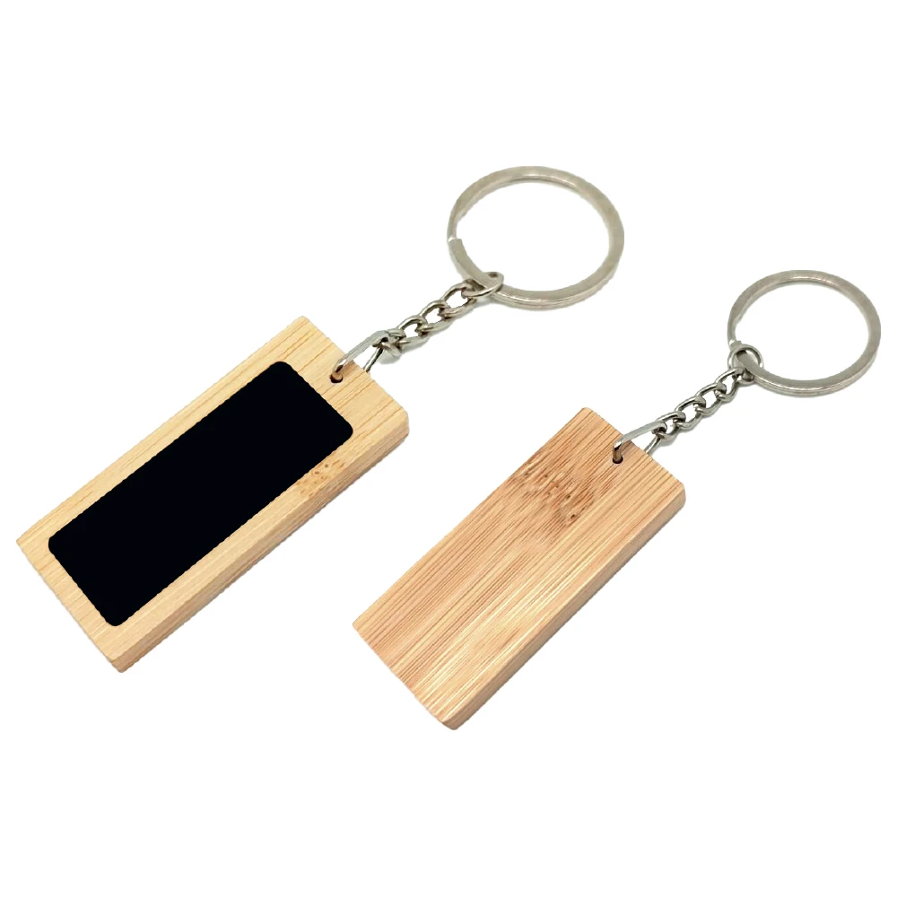 Dikdörtgen Bambu Anahtarlık Promozone