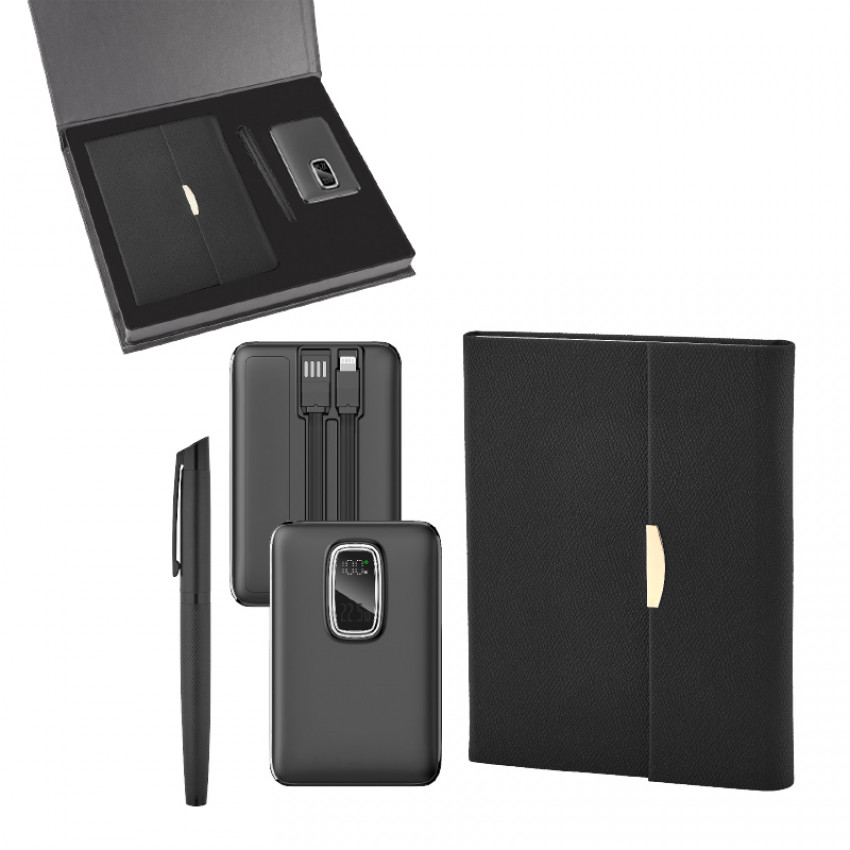 Hediyelik Set - 10.000 Mah Powerbank - 15X21 Defter - Metal Roller Kalem Promozone