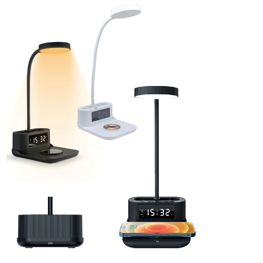 Masaüstü Dijital Saat + Masa Lambası + Wireless Şarj Cihazı (15W Hızlı Şarj) Promozone