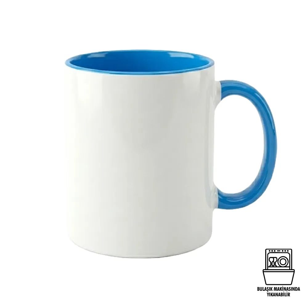 Süblimasyon Porselen Kulpu ve İçi Renkli Kupa - Kutulu Promozone