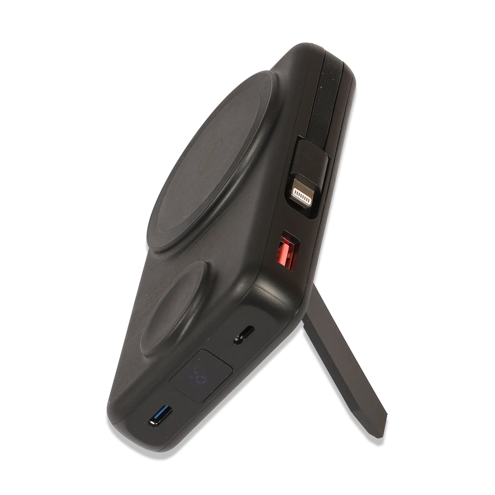 Renkli LED Işıklı Logo MagSafe Powerbank 10.000 mAh (22,5W Hızlı Şarj / 15W Wireless / Akıllı Saat Şarj / Dahili Kablolu) Promozone