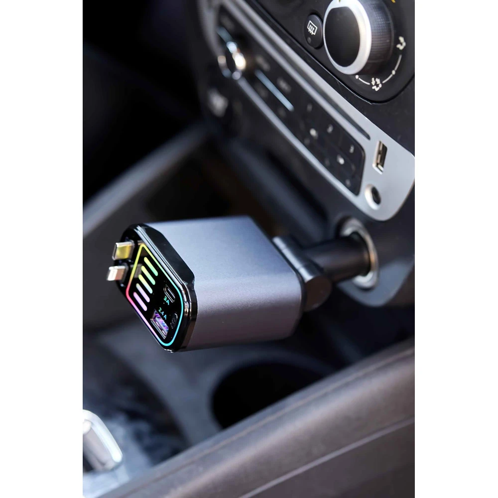 Makaralı Kablolu Çoklu Araç Şarj Aleti (Type-C & Lightning) Hızlı Şarj Özellikli