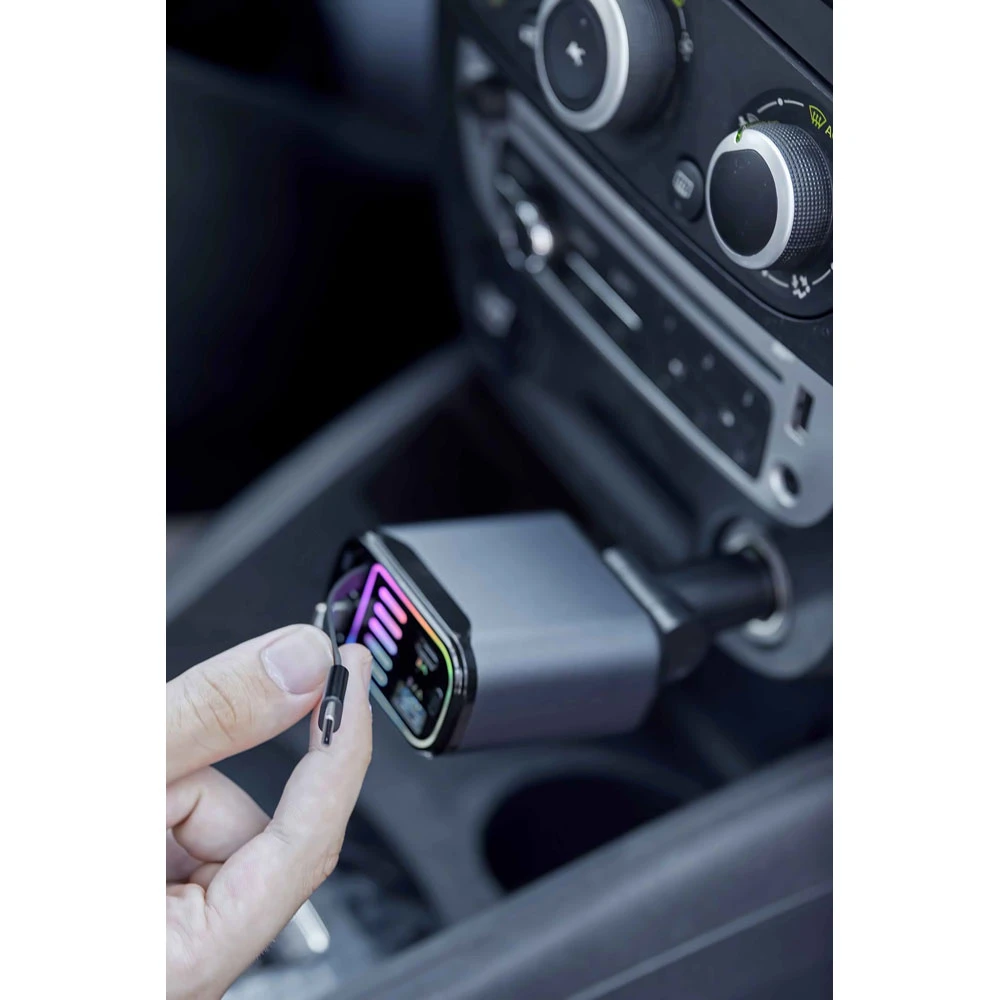 Makaralı Kablolu Çoklu Araç Şarj Aleti (Type-C & Lightning) Hızlı Şarj Özellikli