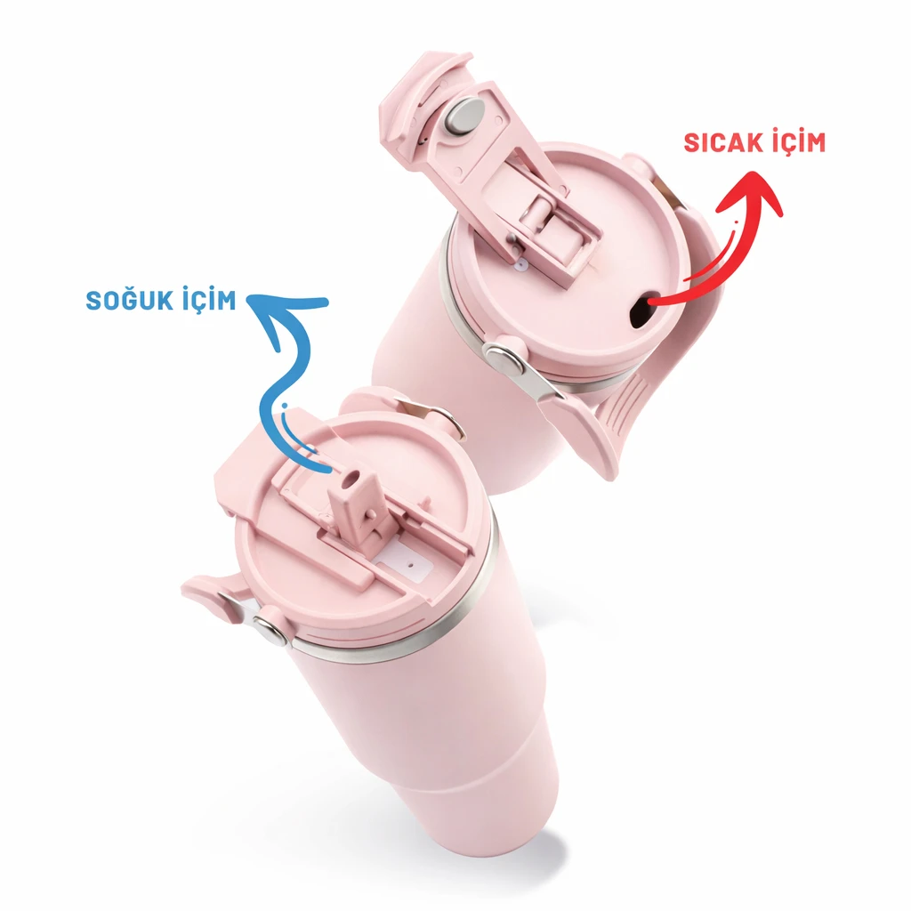 1200ml Çift Kullanımlı Pipetli Termos Promozone