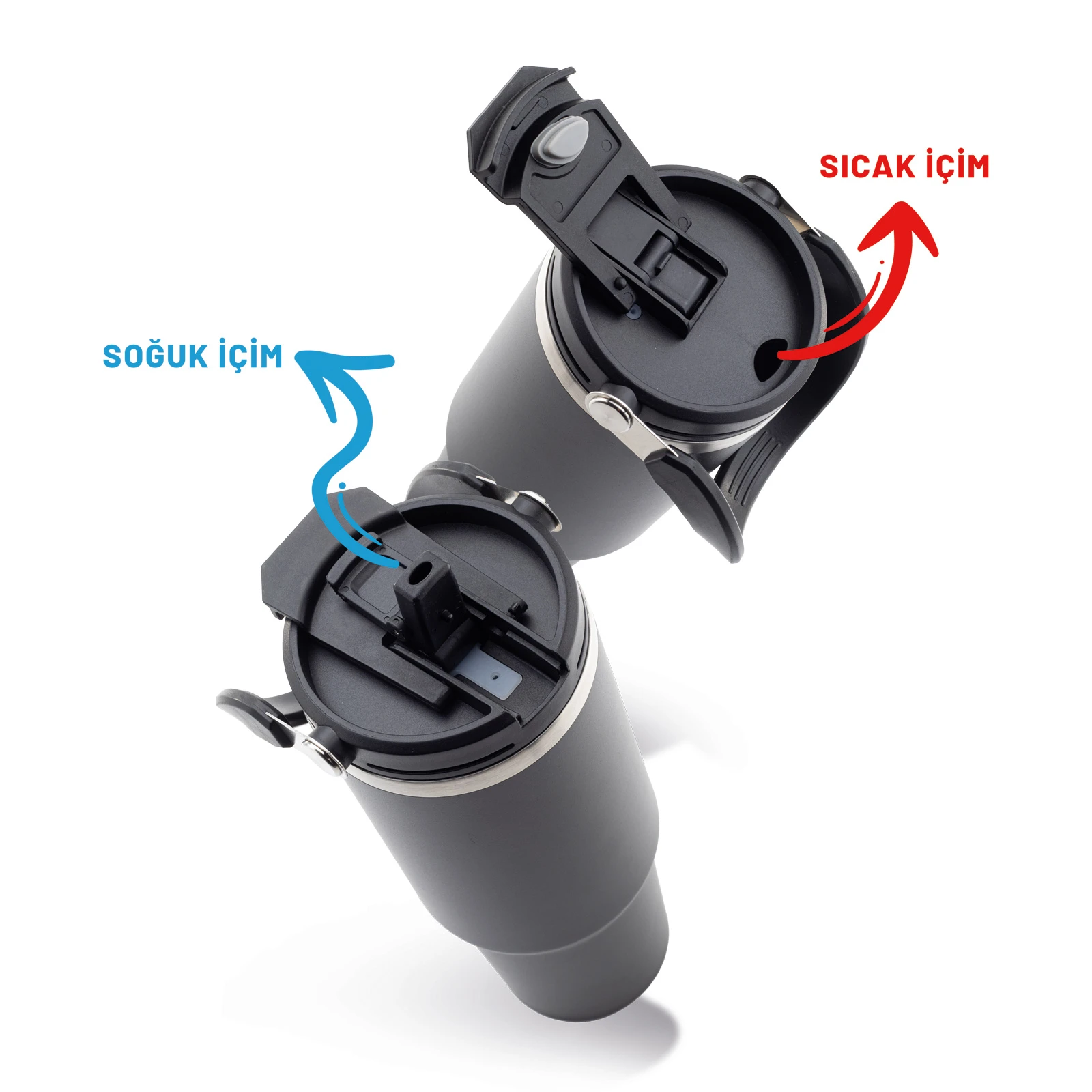 1200ml Çift Kullanımlı Pipetli Termos Promozone