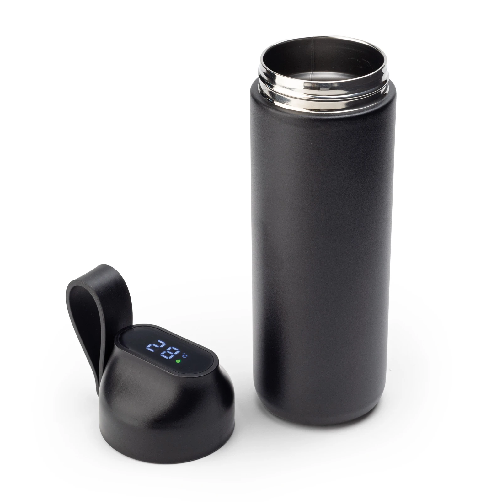 600 ML Dijital Isı Derece Göstergeli Silikon Taşıma Askılı Termos