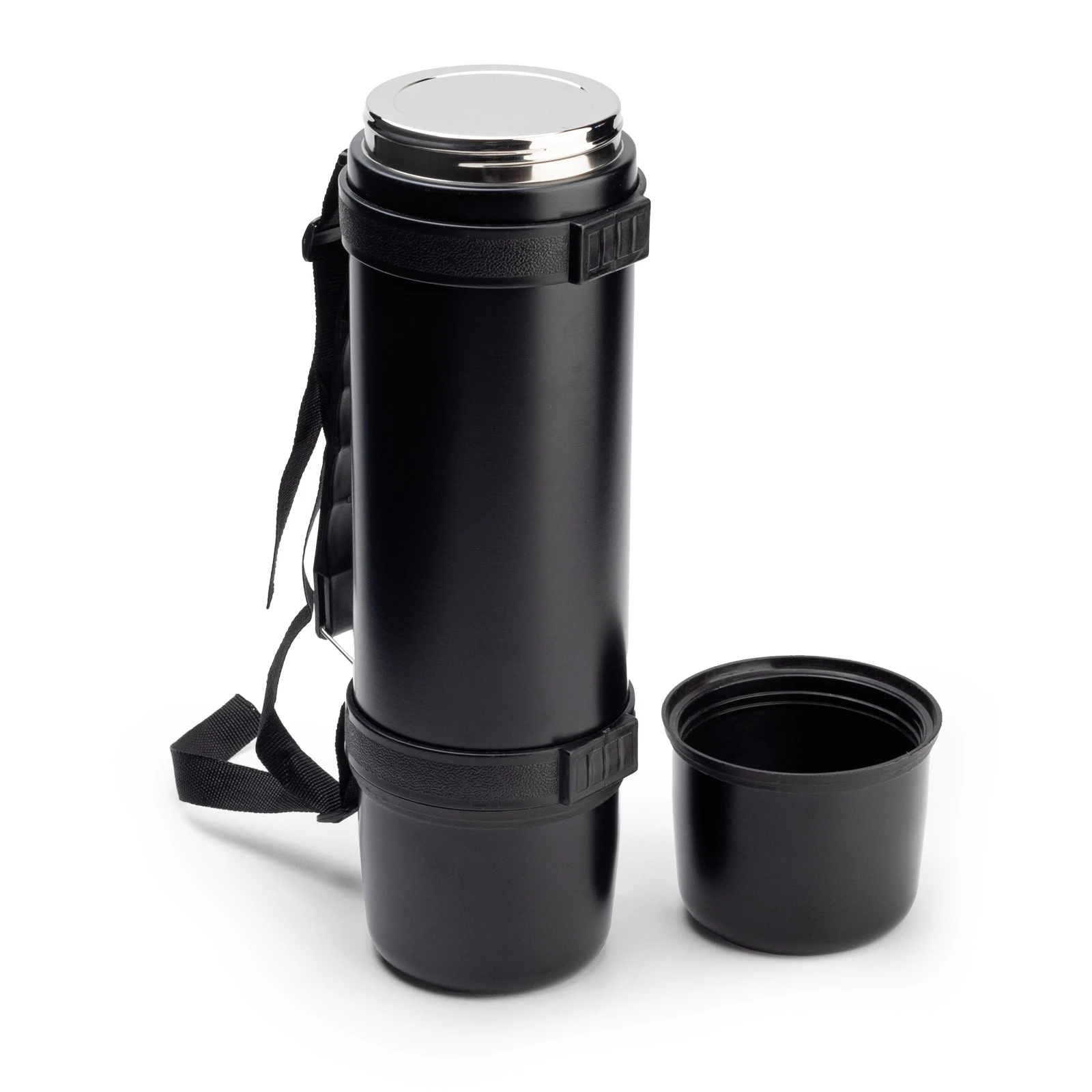 1000 ml Çift Bardaklı Taşıma Saplı Çelik Termos