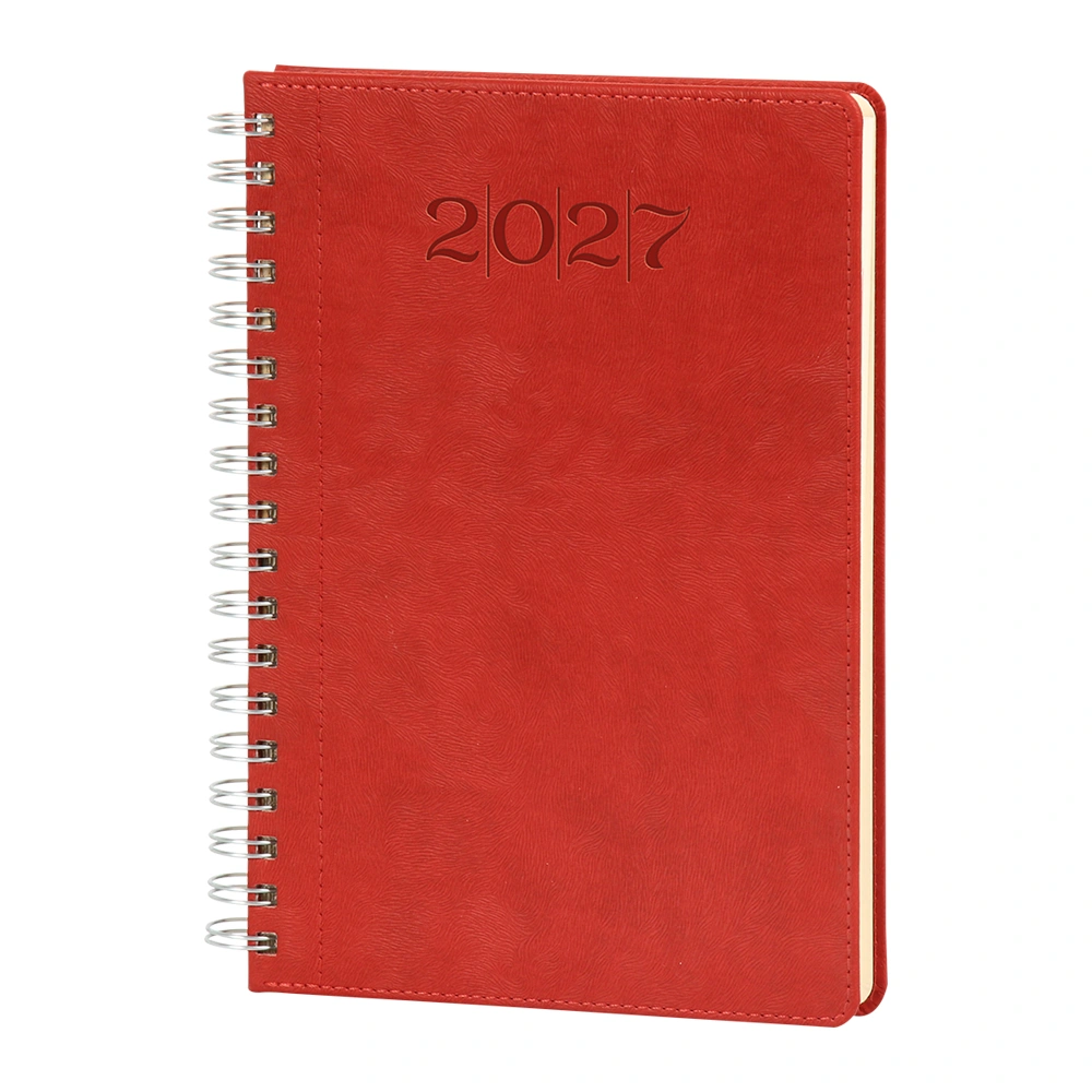 20 x 28 cm Spiralli Termo Deri Kapaklı Günlük Tarihli Ajanda 336 Sayfa 70 gr Ivory Krem Çizgili İç Kağıt Promozone