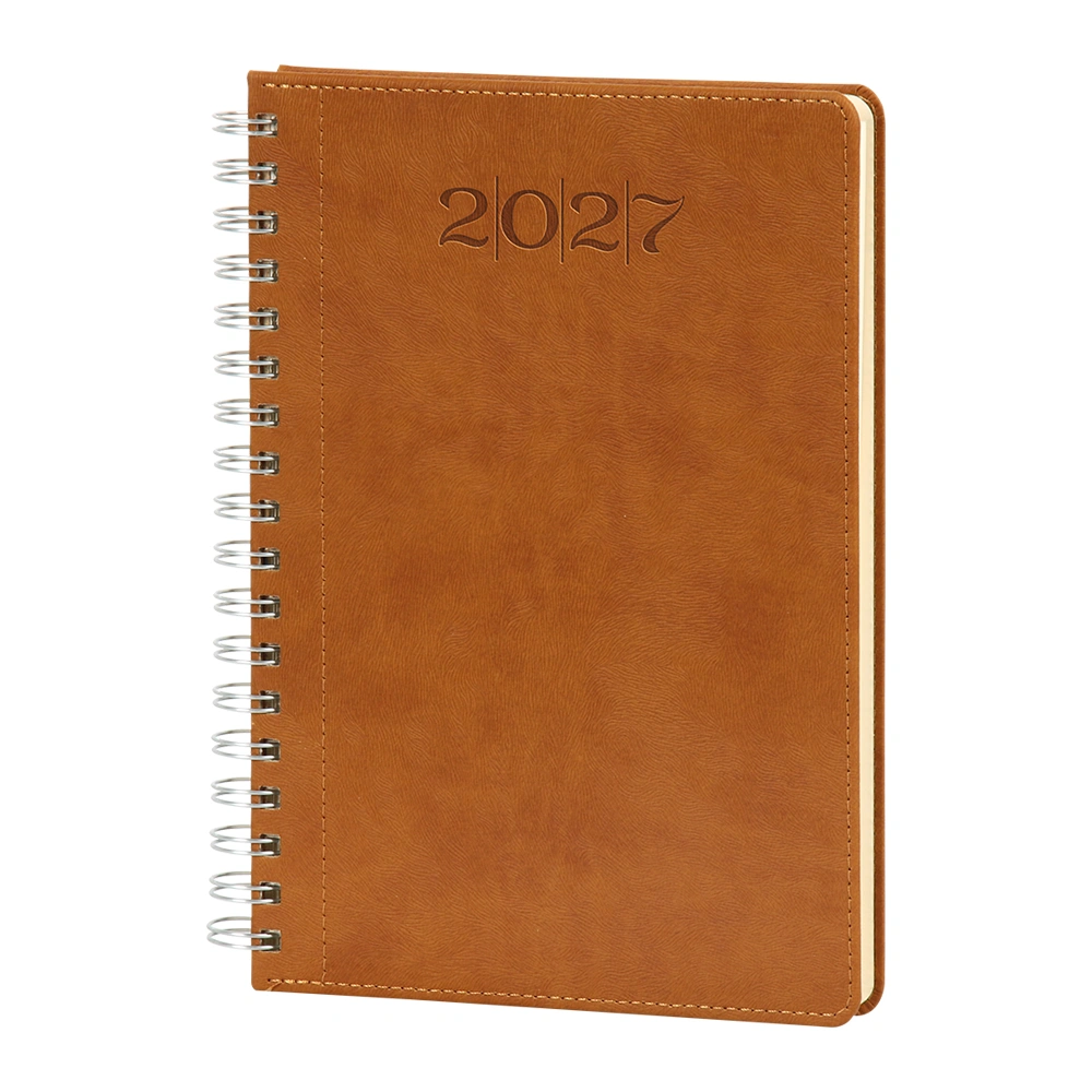 20 x 28 cm Spiralli Termo Deri Kapaklı Günlük Tarihli Ajanda 336 Sayfa 70 gr Ivory Krem Çizgili İç Kağıt Promozone