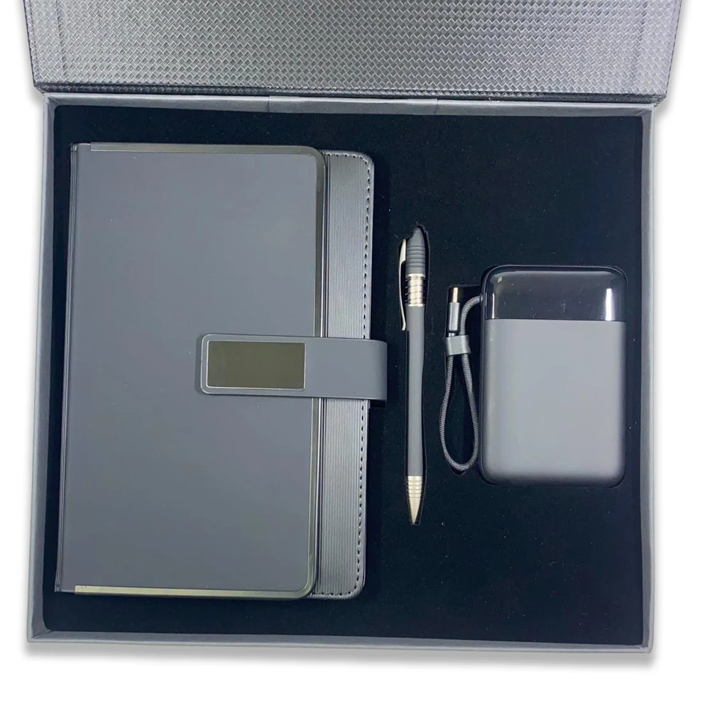 10000 mAh Işıklı MagSafe Powerbank, Defter ve Jel Kalem Kutulu Hediye Seti