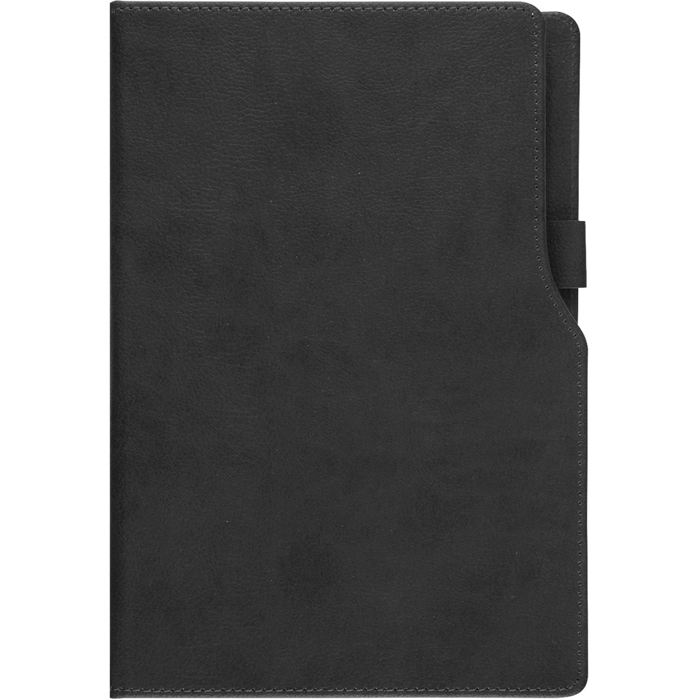 14,5 x 21 cm Termo Deri PU Sert Kapaklı Tarihsiz Defter, 224 Sayfa, 80 gr Ivory Krem Çizgili İç Kağıt, Kenar Boyalı, Kalem Tutuculu Promozone