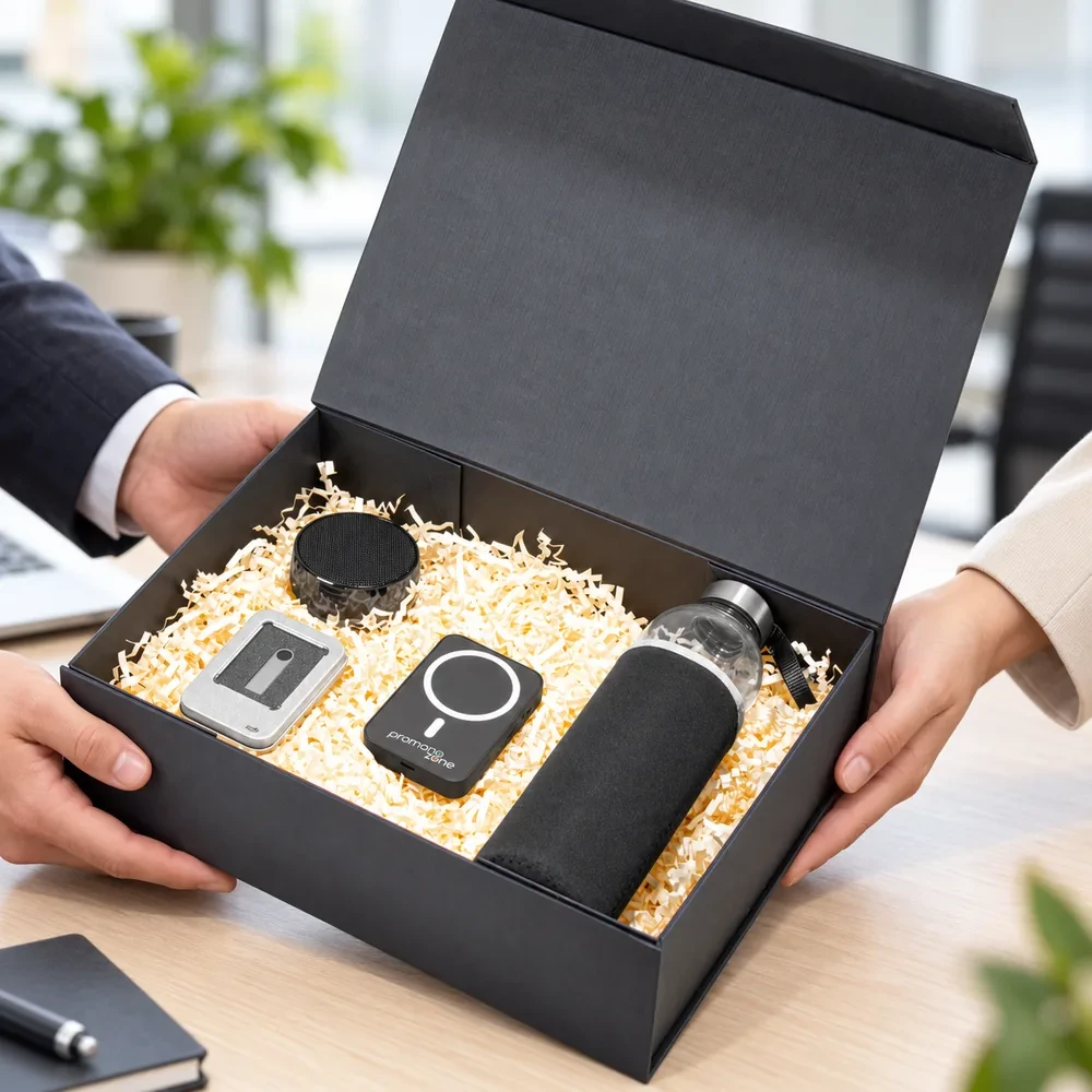 500 ml Cam Matara, 10000 mAh Powerbank, Hoparlör ve 16 GB USB Bellek Kutulu Hediye Seti Promozone