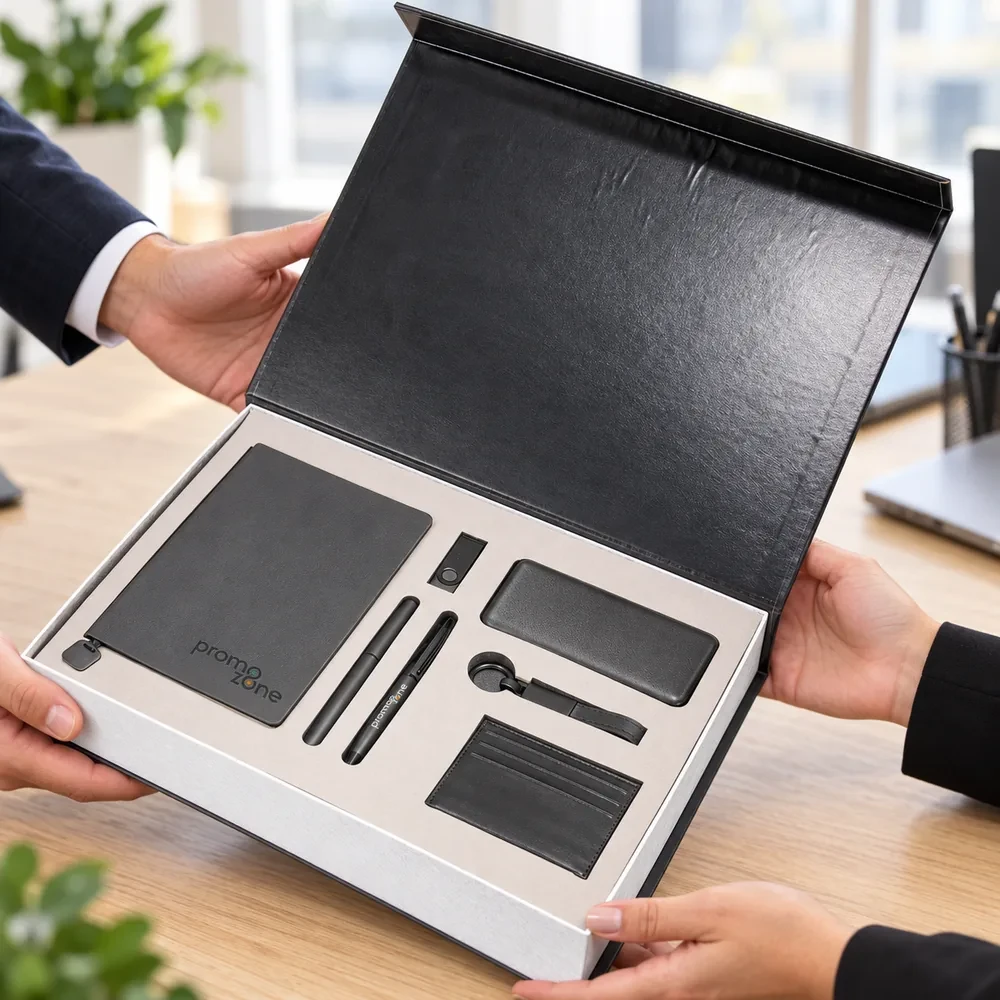 Defter, 10000 mAh Powerbank, İkili Kalem, Anahtarlık, USB Bellek ve Kartlık Kutulu Hediye Seti Promozone