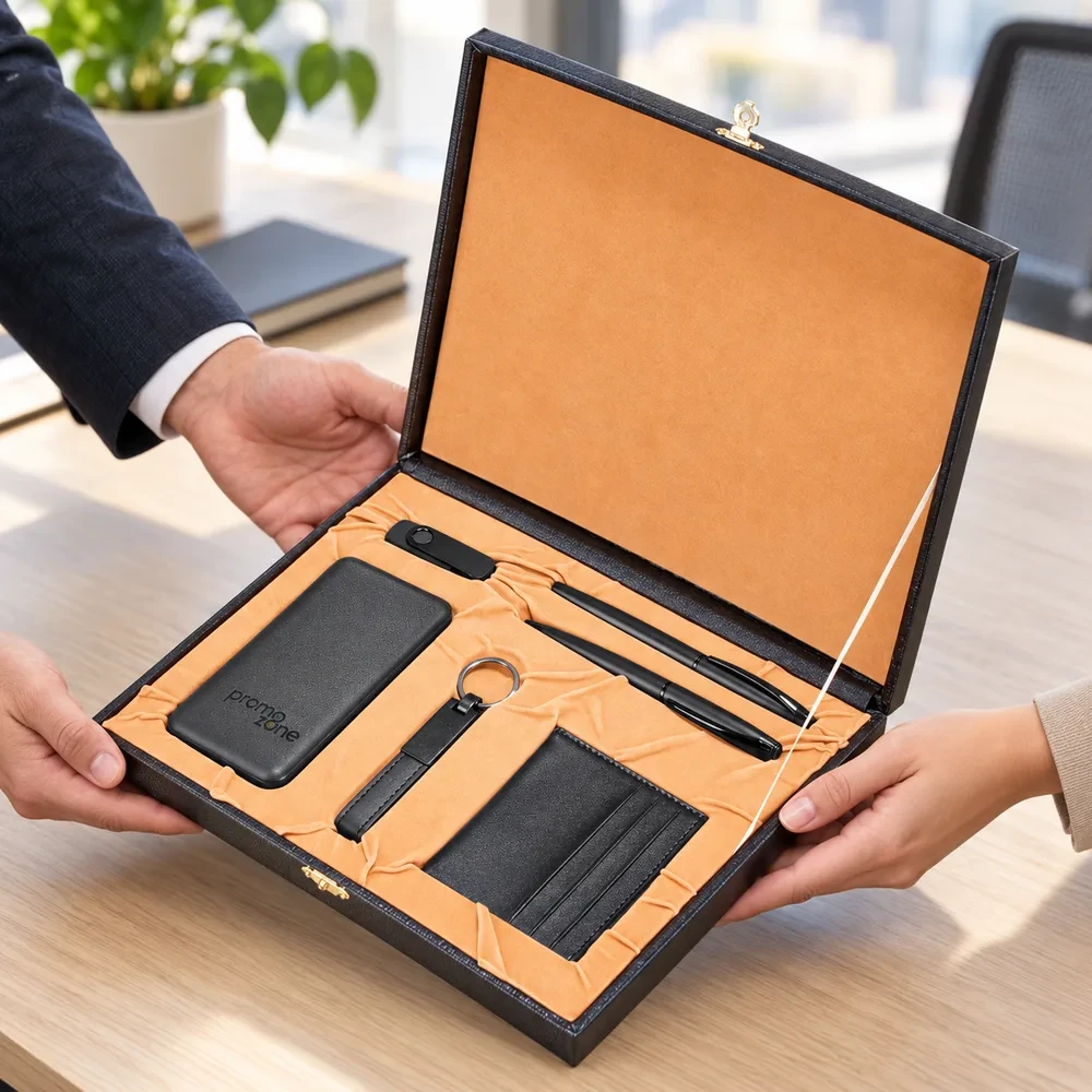 10000 mAh Powerbank, İkili Kalem, Anahtarlık, USB Bellek ve Kartlık Kutulu Hediye Seti Promozone