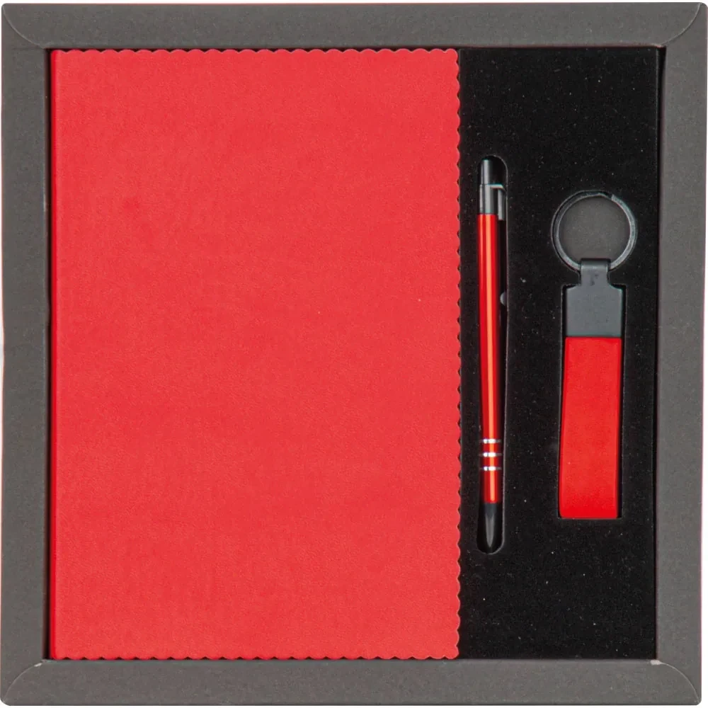14 × 21 cm Defter, Tükenmez Kalem ve Anahtarlık Kutulu Hediye Seti Promozone
