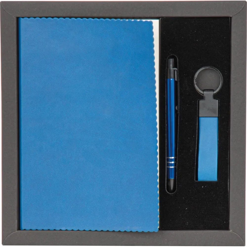 14 × 21 cm Defter, Tükenmez Kalem ve Anahtarlık Kutulu Hediye Seti Promozone
