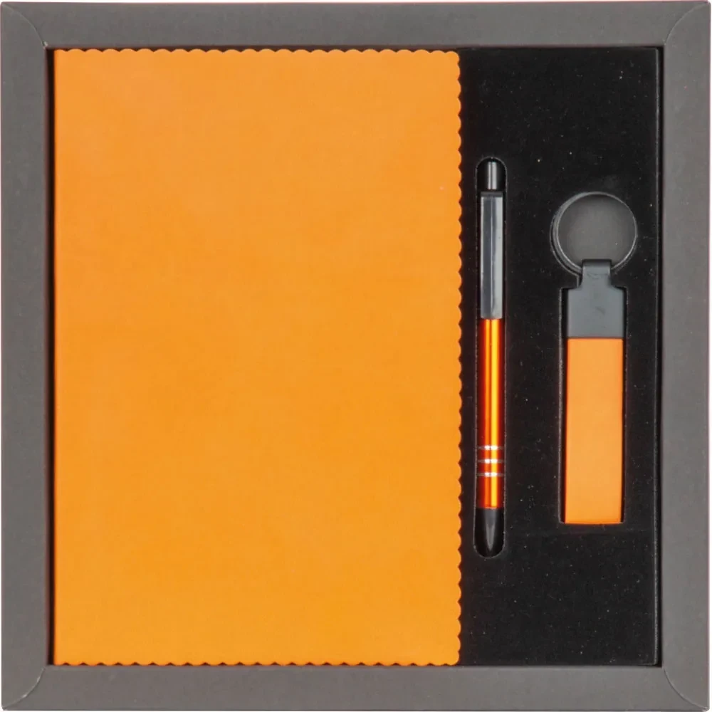 14 × 21 cm Defter, Tükenmez Kalem ve Anahtarlık Kutulu Hediye Seti Promozone