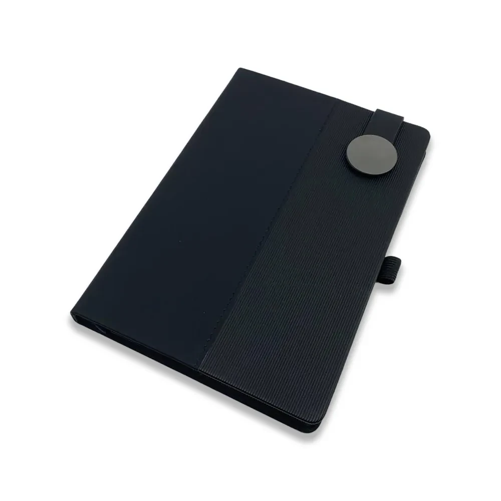 Yuvarlak Metal Tokalı Defter ve Deri Roller Kalem Kutulu Hediye Seti