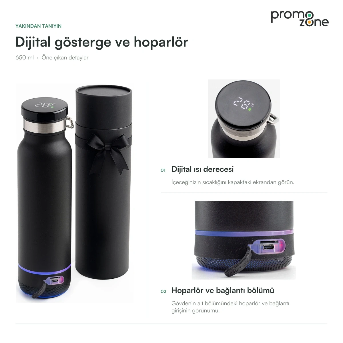 650 ml Bluetooth Hoparlörlü Termos