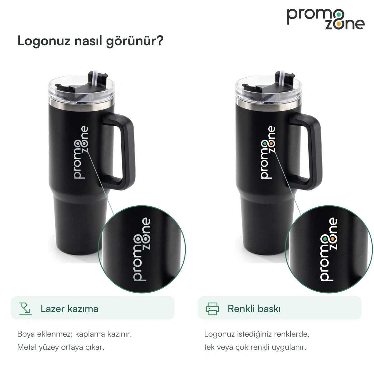 1200 ml Çift İçim Kapaklı Pipetli Termos — logo uygulaması önizlemesi