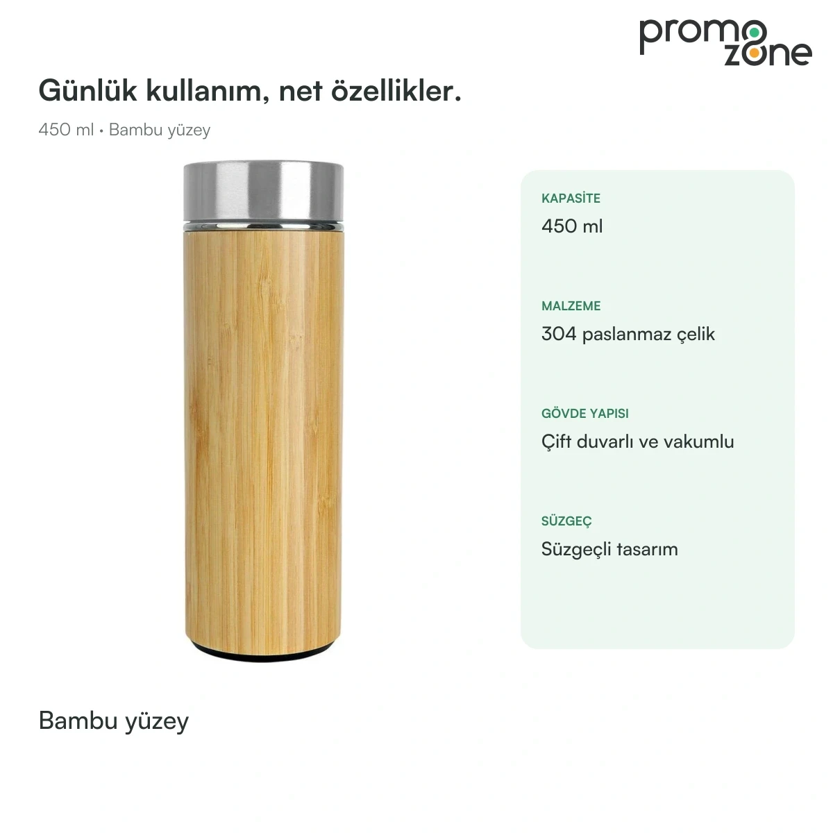 450 ml Bambu Gövdeli Termos