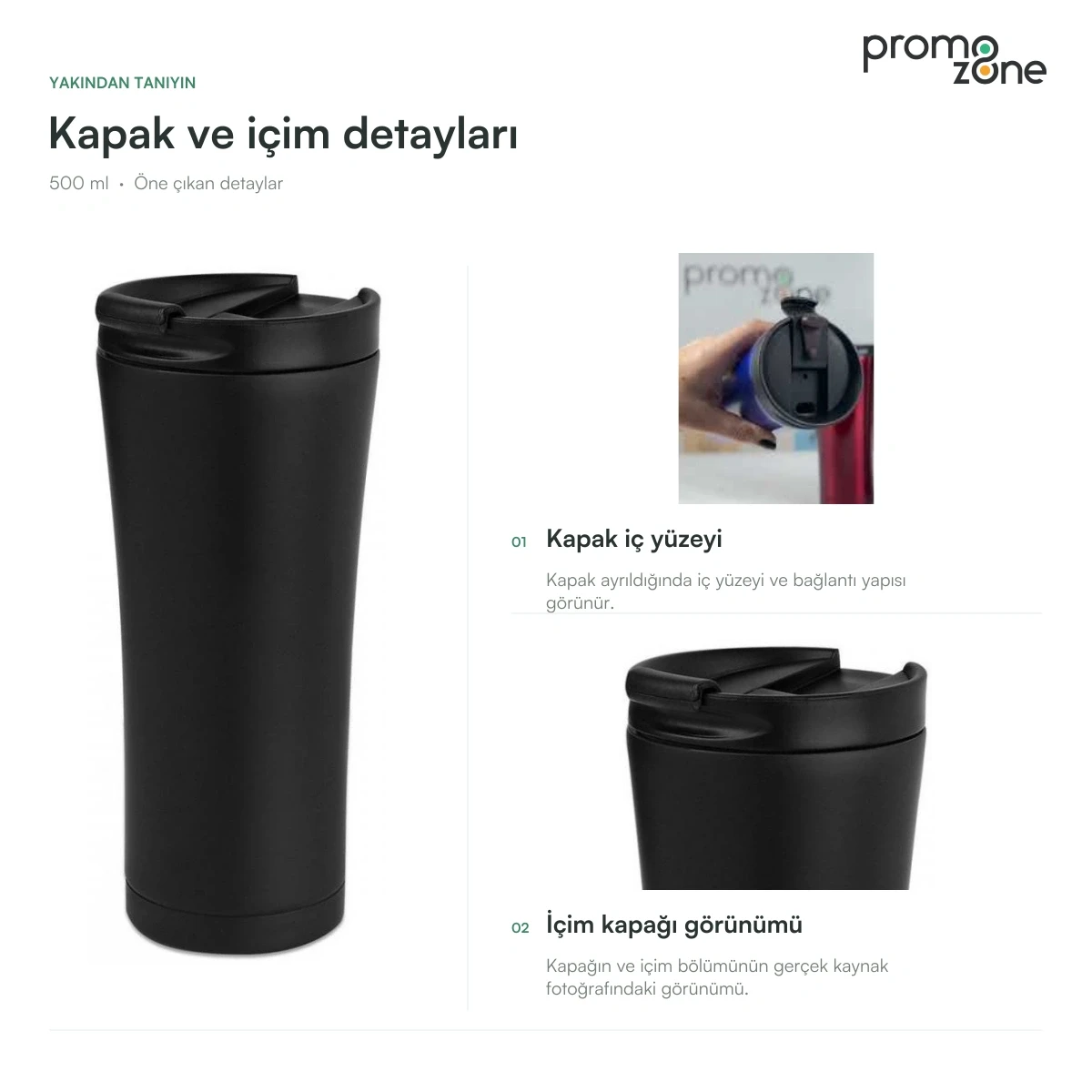 500 ml Kaydırmaz Tabanlı Termos Bardak