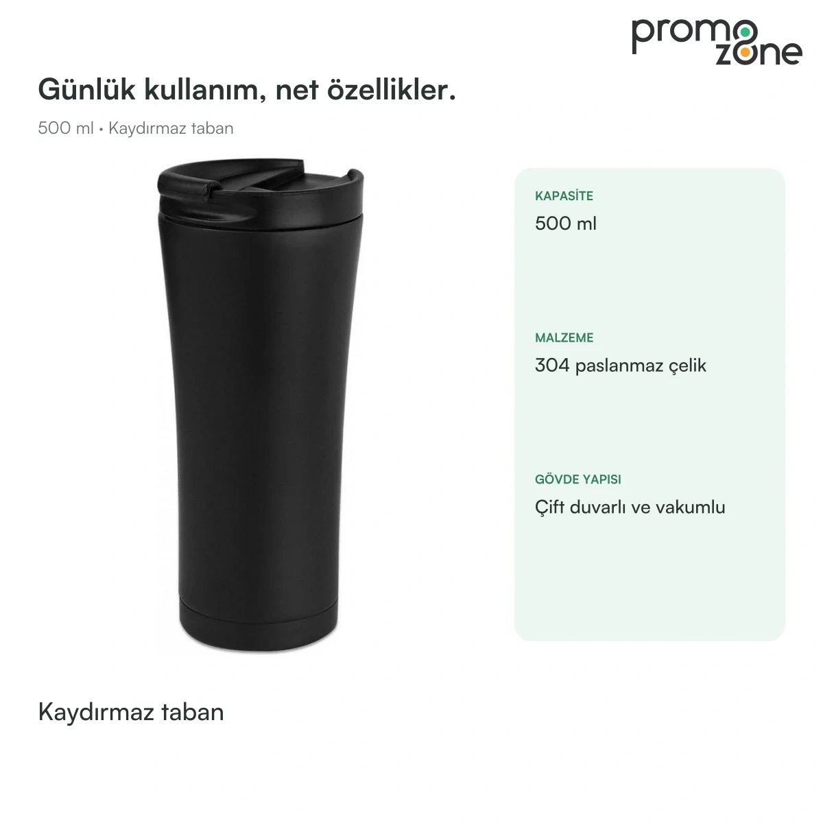 500 ml Kaydırmaz Tabanlı Termos Bardak