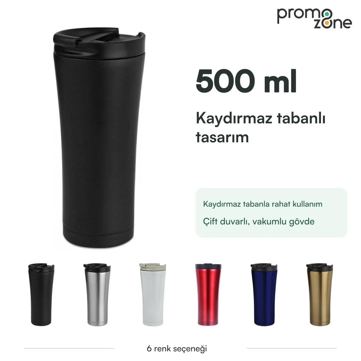 500 ml Kaydırmaz Tabanlı Termos Bardak