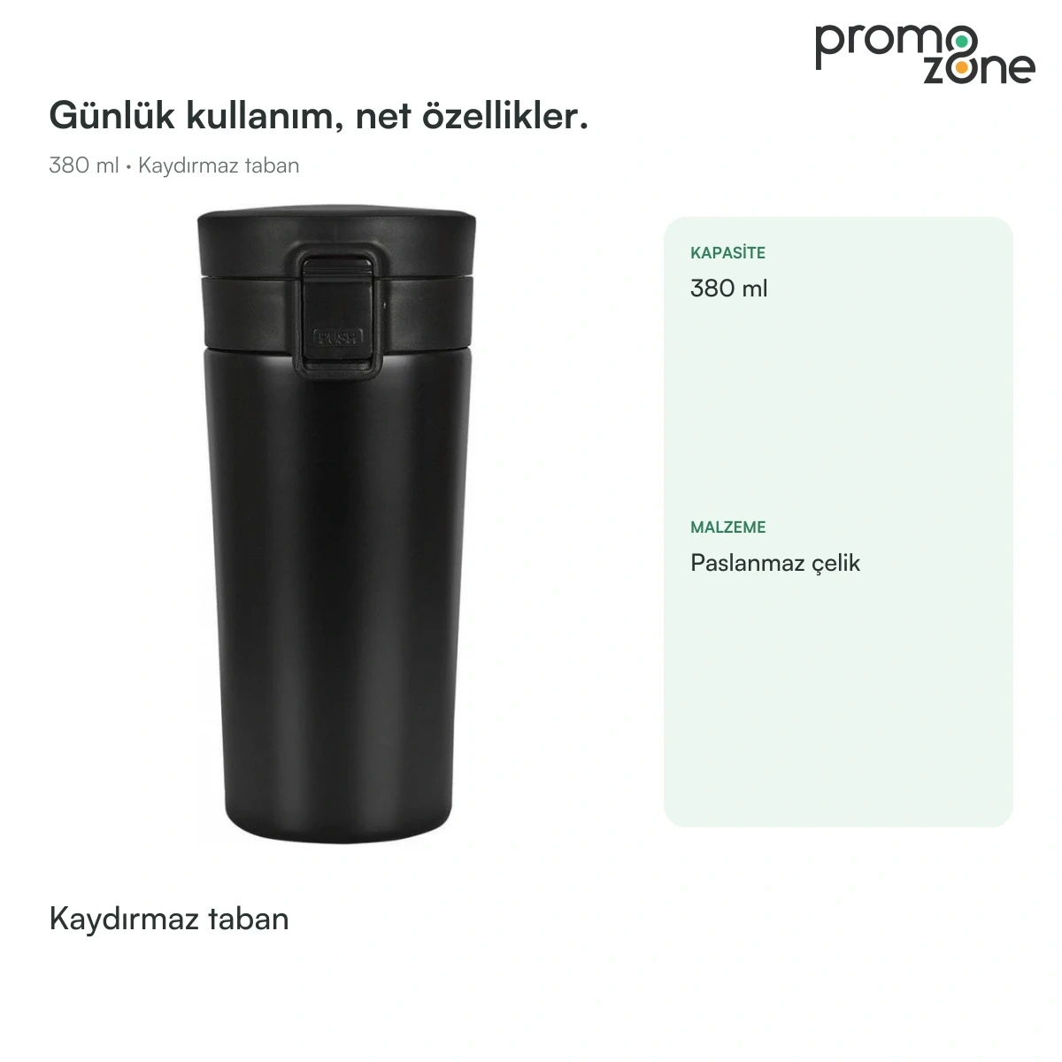 380 ml Kaydırmaz Tabanlı Termos Bardak
