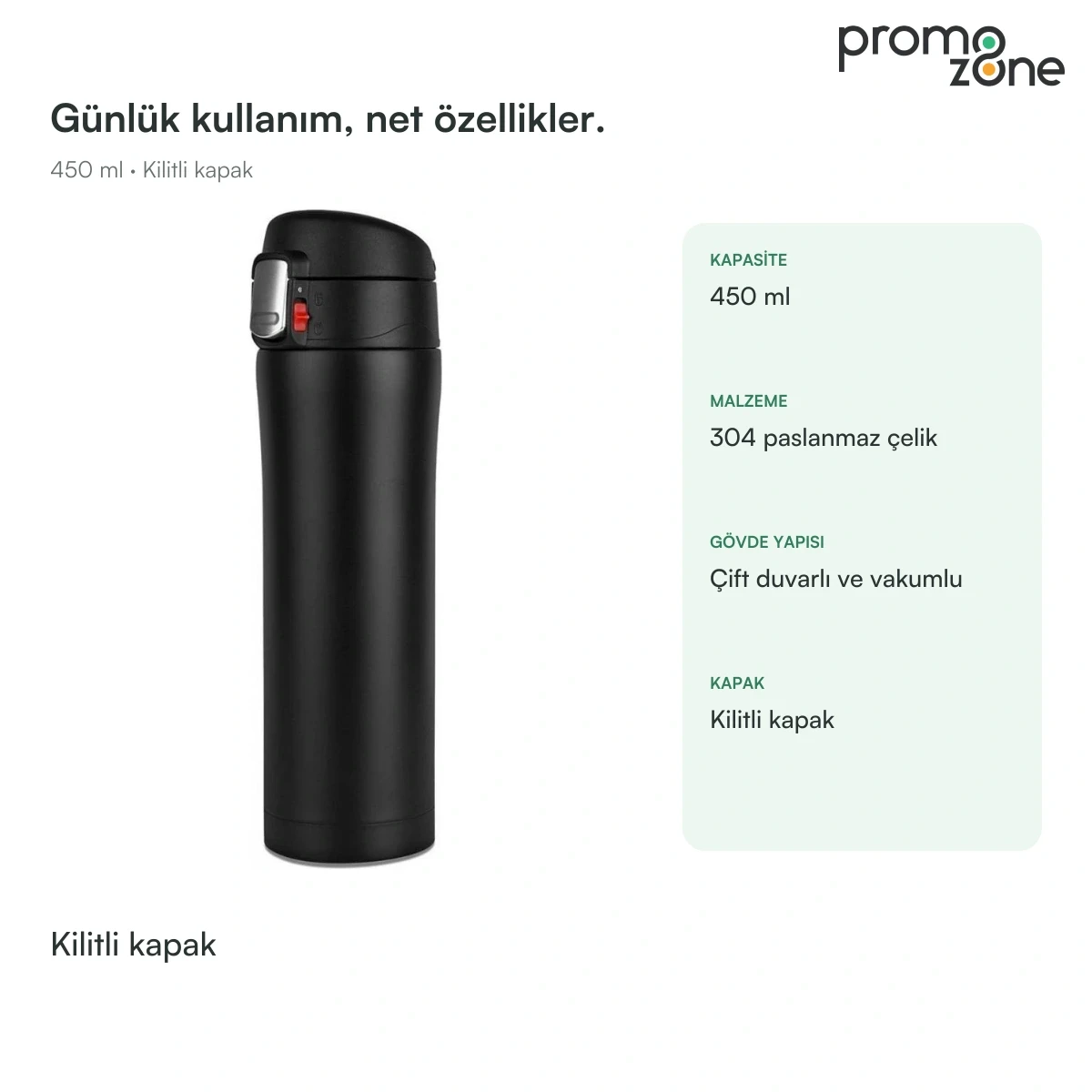 450 ml Kilitli Kapaklı Termos