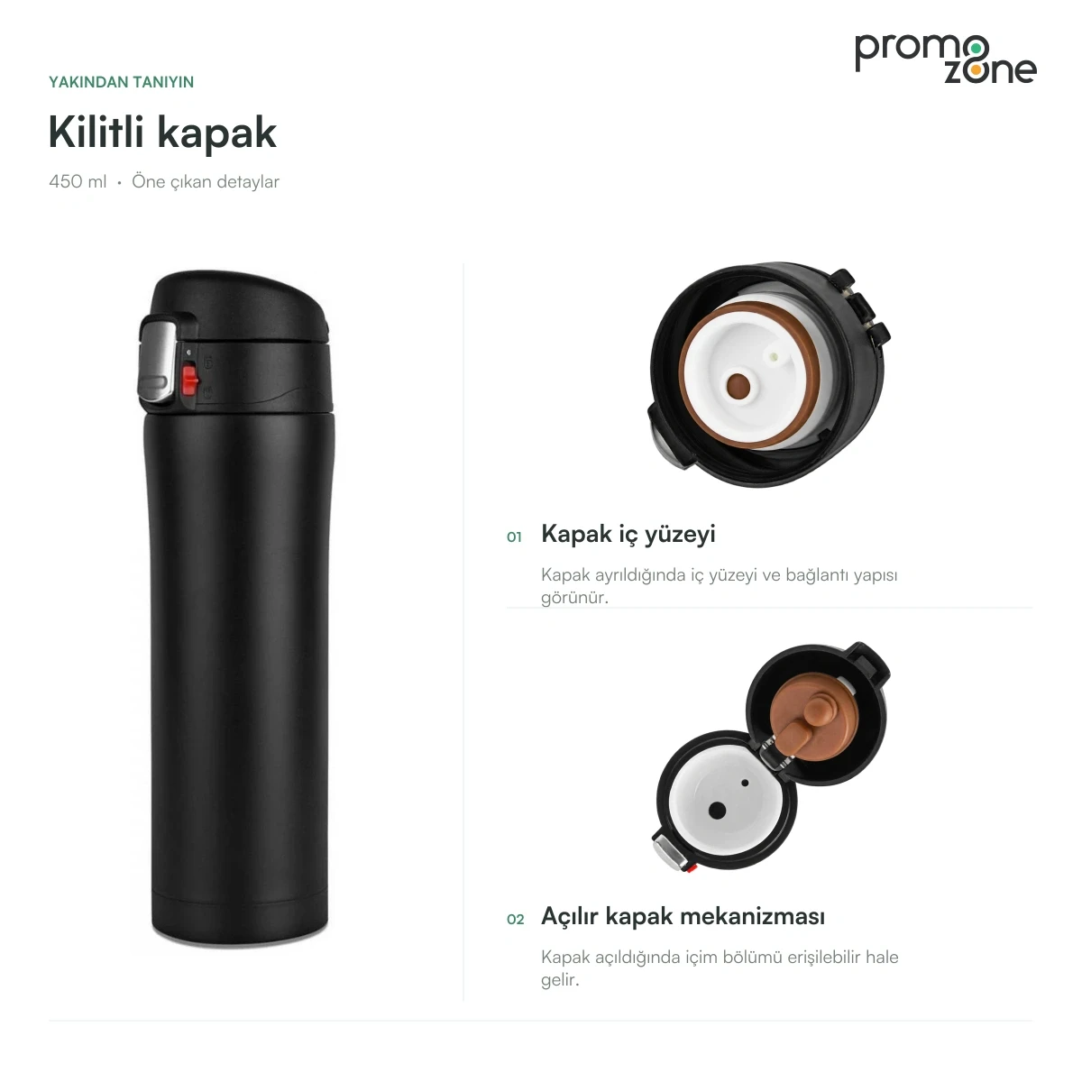 450 ml Kilitli Kapaklı Termos