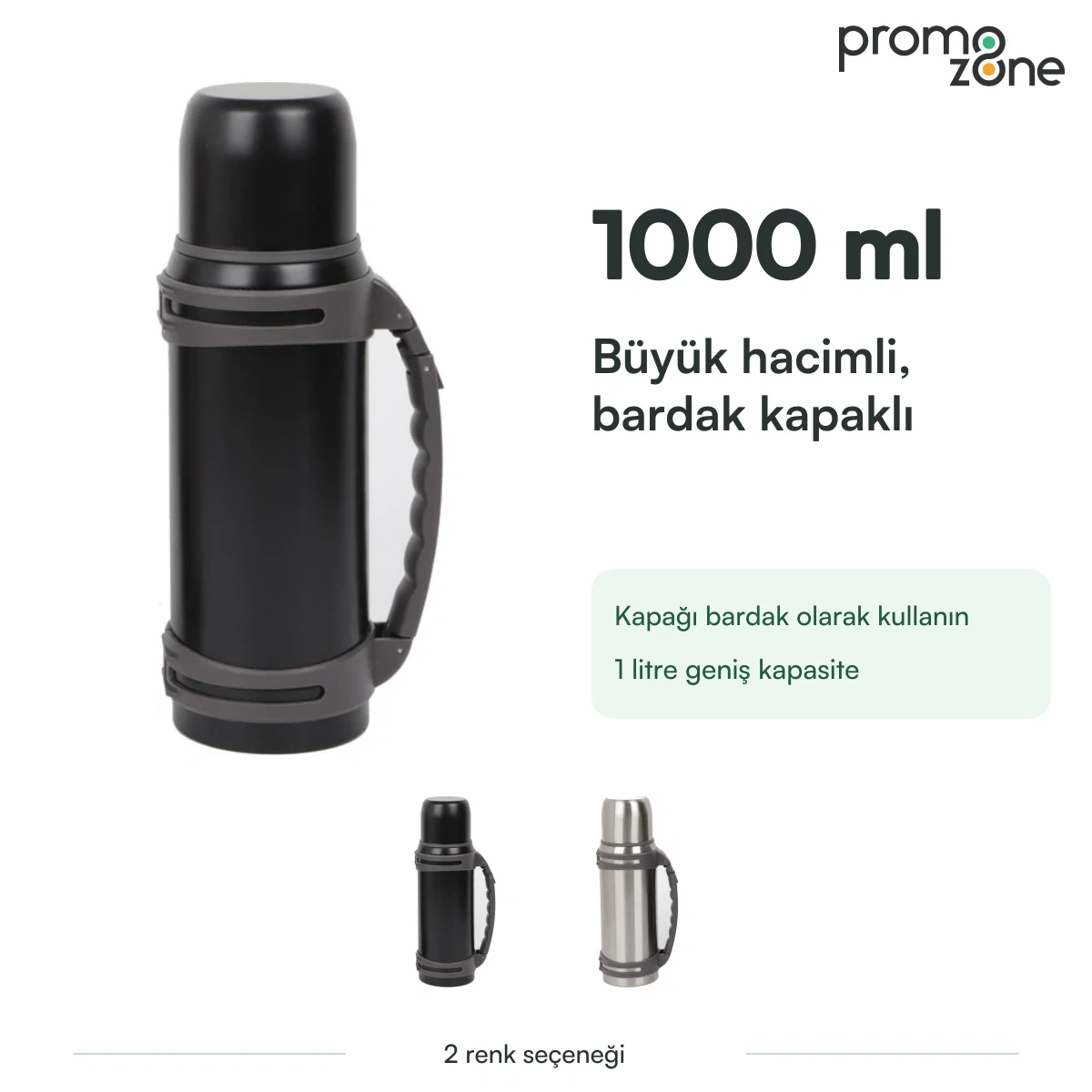 1000 ml Büyük Hacimli Bardak Kapaklı Termos