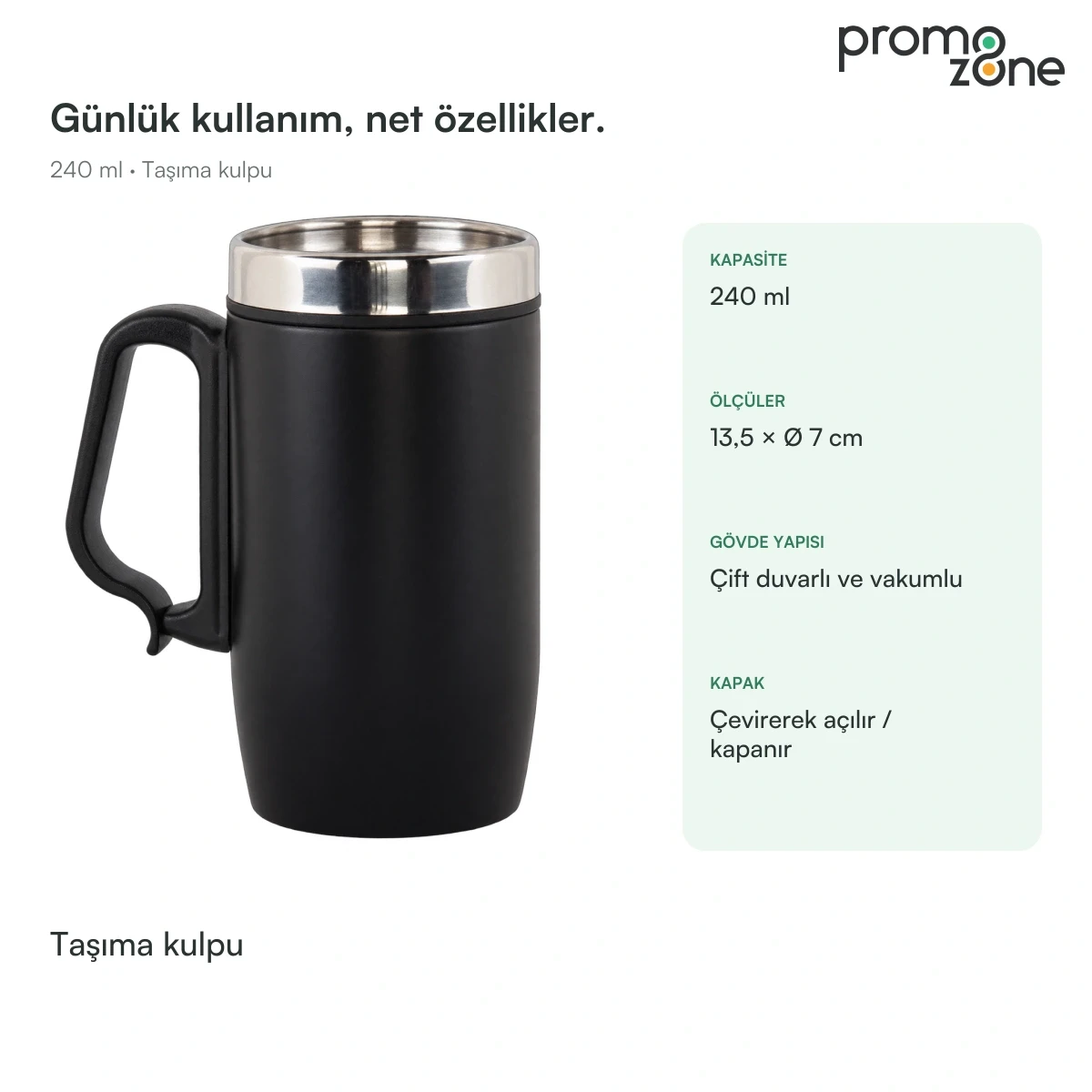 240 ml Taşıma Kulplu Termos Bardak