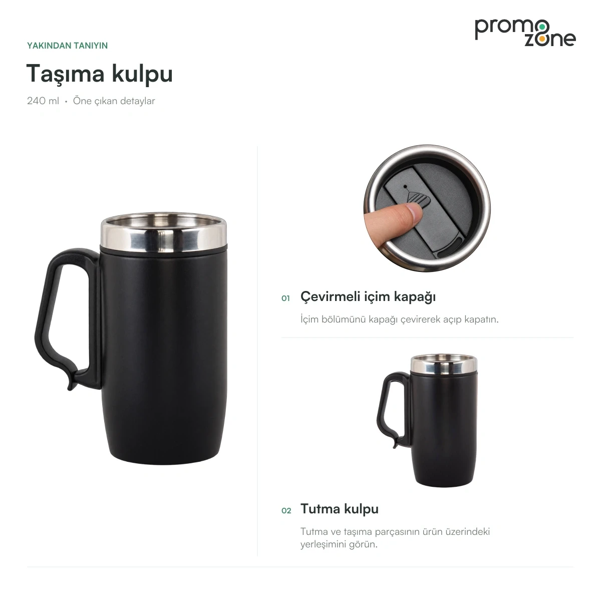 240 ml Taşıma Kulplu Termos Bardak