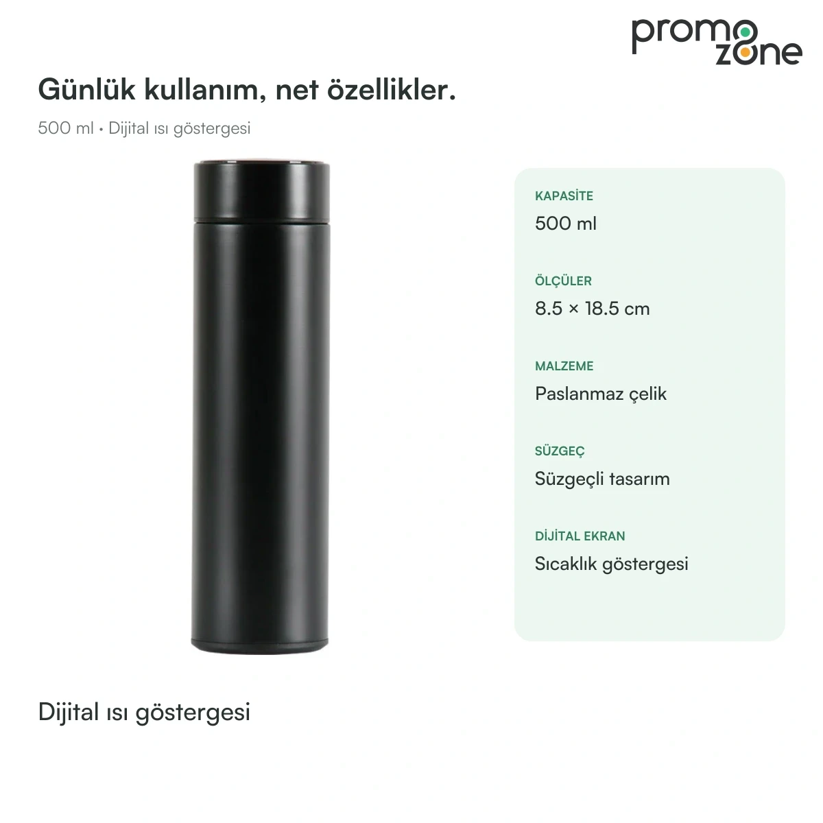 500 ml Dijital Sıcaklık Göstergeli Termos