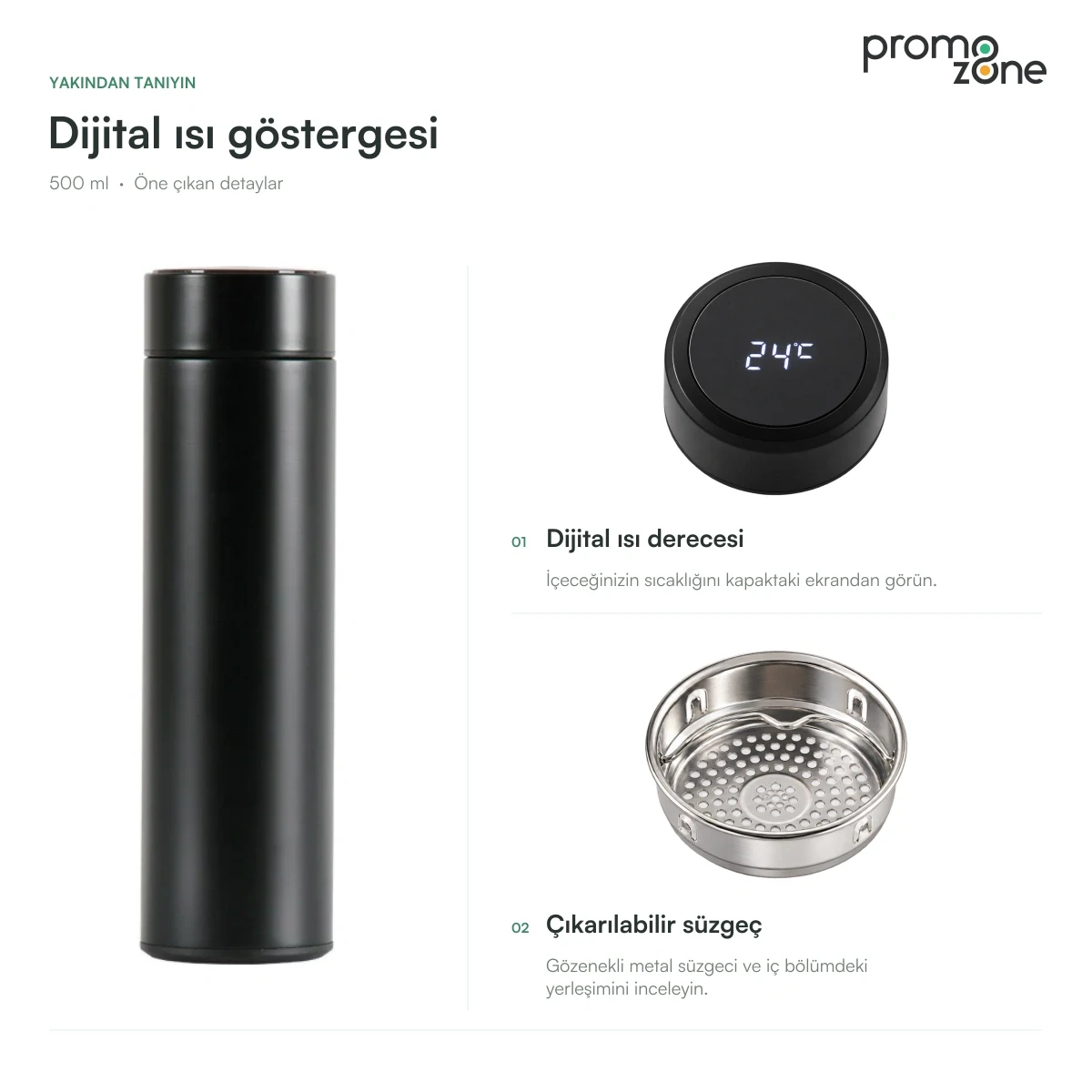 500 ml Dijital Sıcaklık Göstergeli Termos