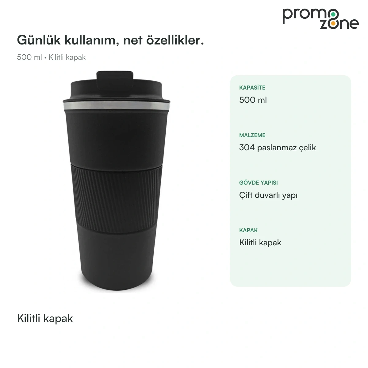 500 ml Kilitli Kapaklı Termos Bardak