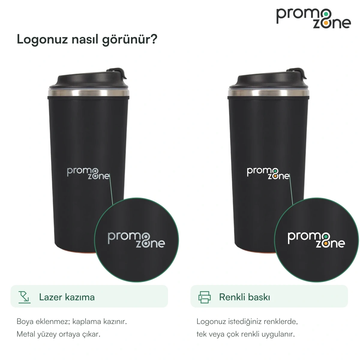 500 ml Vantuz Tabanlı Termos — logo uygulaması önizlemesi