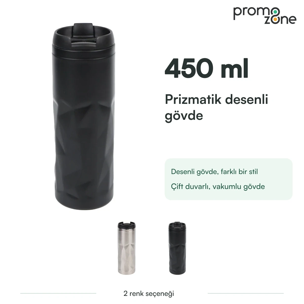 450 ml Prizmatik Gövde Desenli Termos