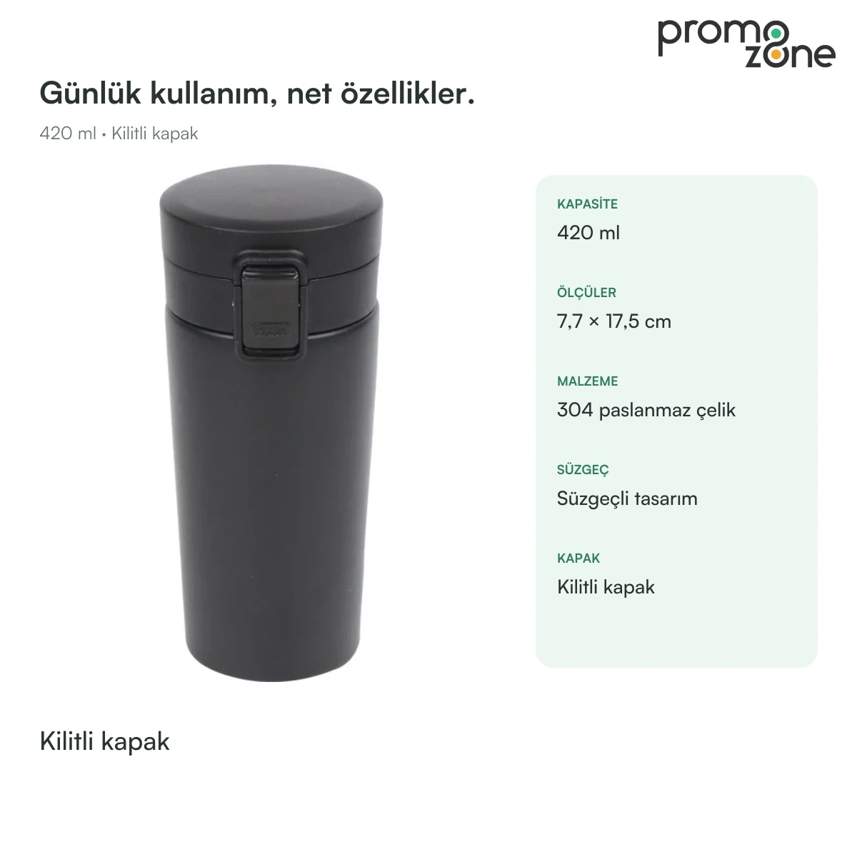 420 ml Kilitli Kapaklı Termos