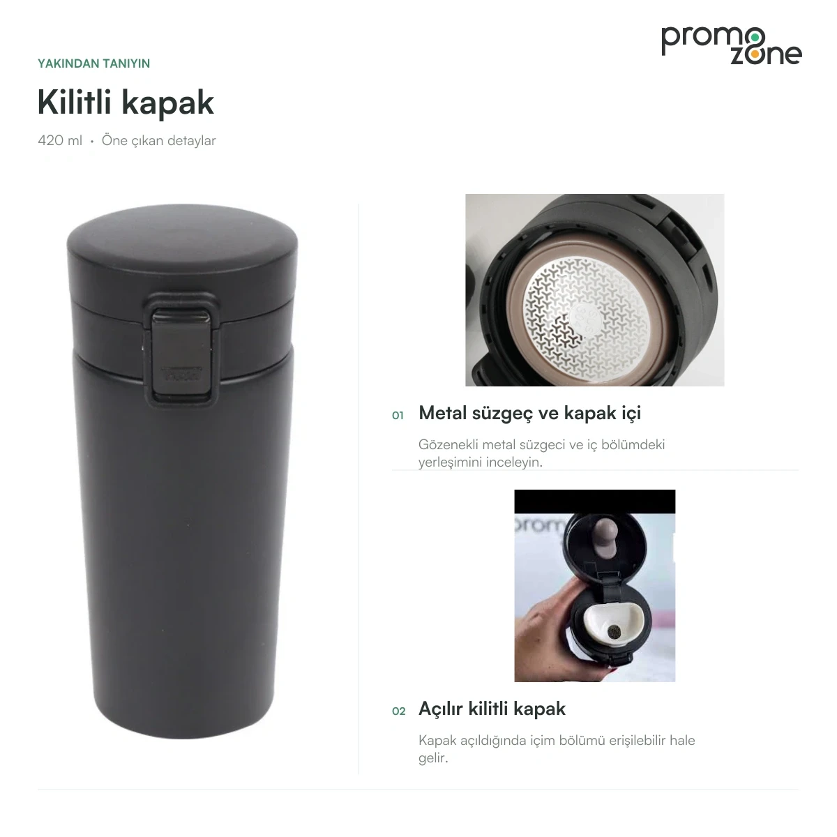 420 ml Kilitli Kapaklı Termos