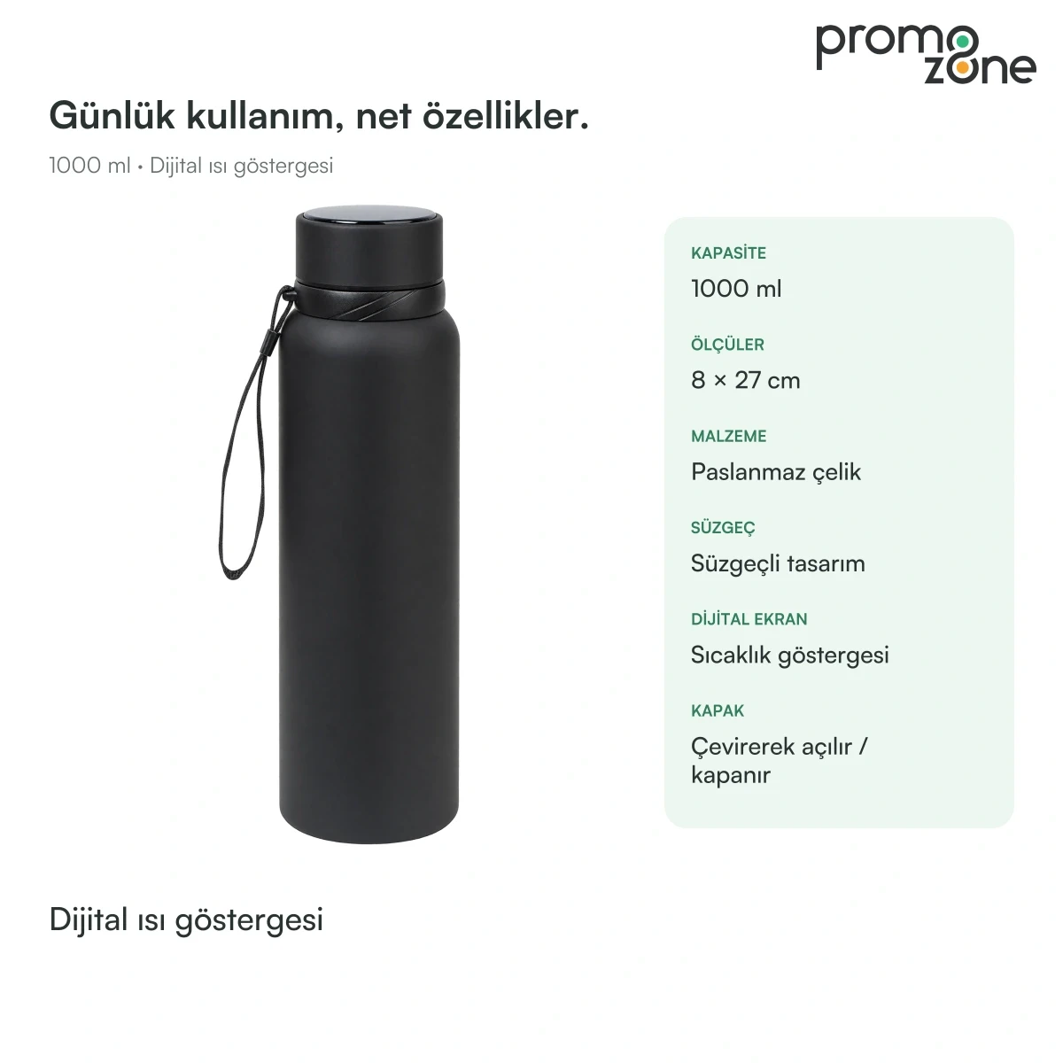 1000 ml Dijital Sıcaklık Göstergeli Termos