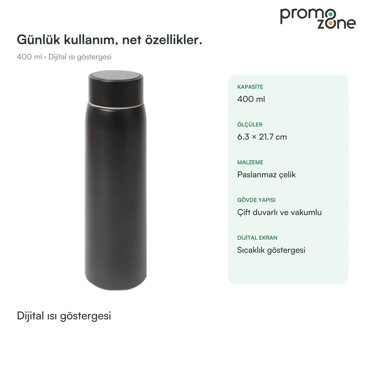 400 ml Dijital Sıcaklık Göstergeli Termos