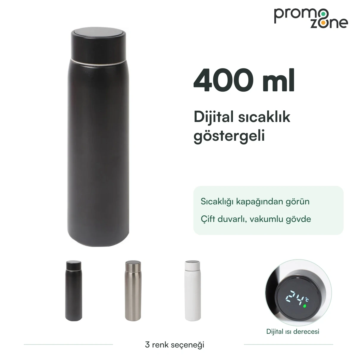400 ml Dijital Sıcaklık Göstergeli Termos