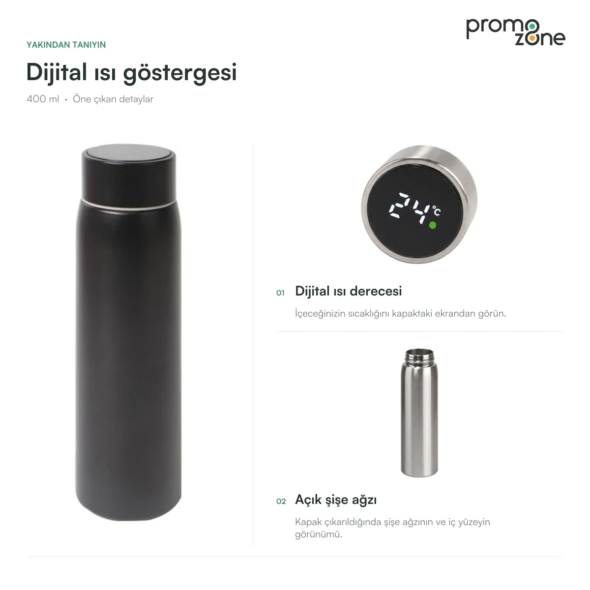 400 ml Dijital Sıcaklık Göstergeli Termos