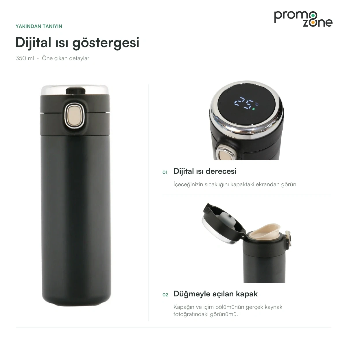 350 ml Dijital Sıcaklık Göstergeli Termos