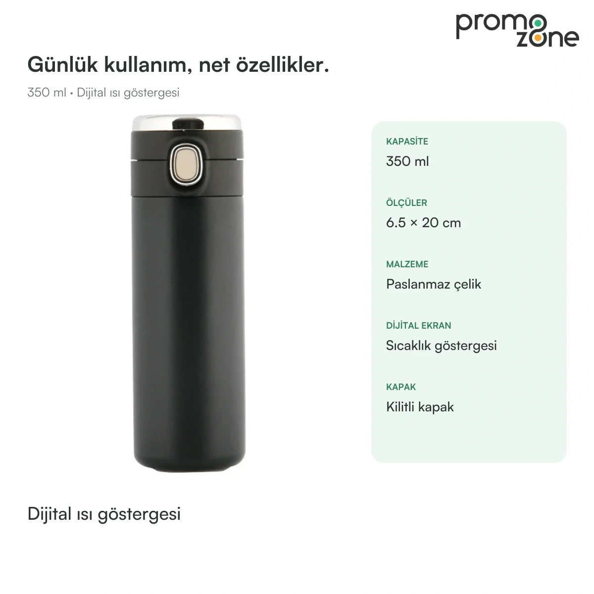 350 ml Dijital Sıcaklık Göstergeli Termos