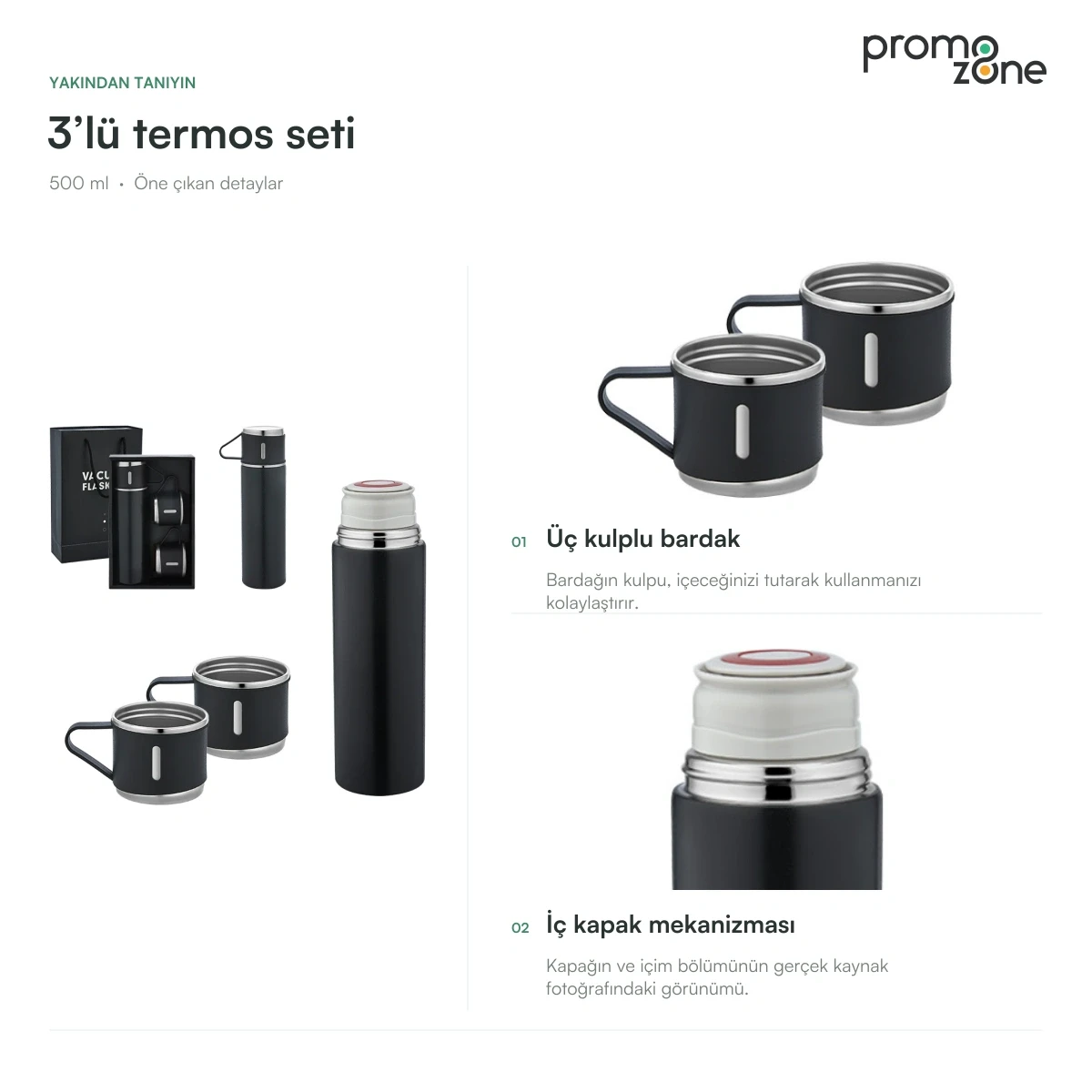 500 ml 3’lü Termos Seti