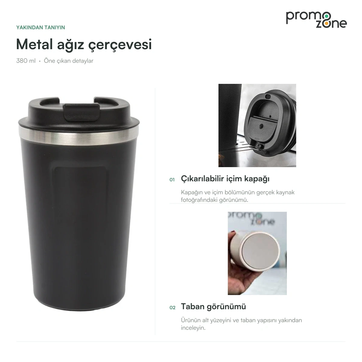 380 ml Metal Ağız Çerçeveli Termos Bardak