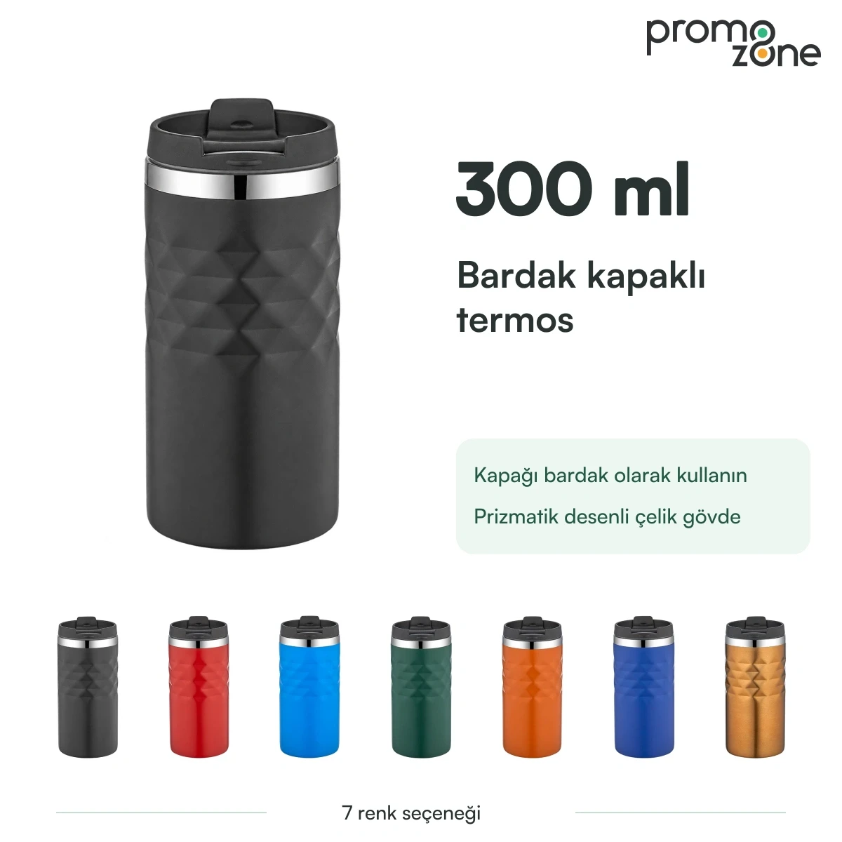 300 ml Bardak Kapaklı Prizmatik Gövdeli Termos